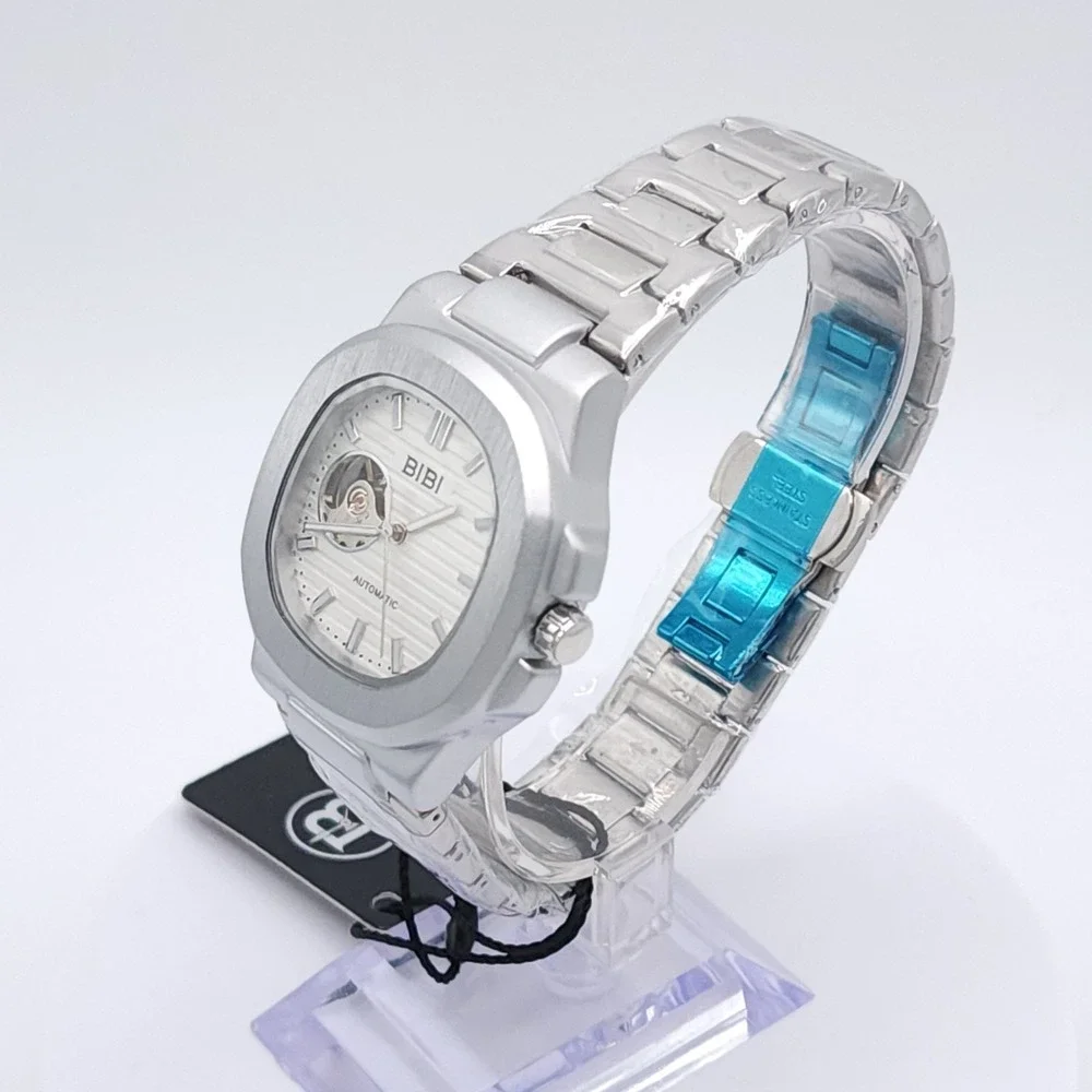 BIBI‎ Automatic Octagon Watch Silver 42mm